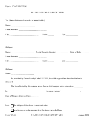 Form 1854B &quot;Release of Child Support Lien&quot; - Texas