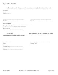 Form 1854B Release of Child Support Lien - Texas, Page 2