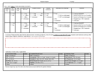 12-dose Isoniazid-Rifapentine Latent Tb Infection Treatment Dose and Symptom Monitoring Log, Page 2
