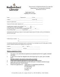 &quot;Application Form for Highway Service Signs&quot; - Newfoundland and Labrador, Newfoundland and Labrador, Canada