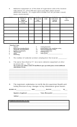 Application for Ownership Registration of Radiation Equipment - Newfoundland and Labrador, Canada, Page 2