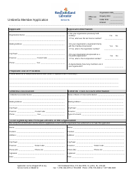 Document preview: Umbrella Member Application Form - Newfoundland and Labrador, Canada