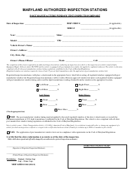 Document preview: Form MSP ASED23-04 Post Manufacture Window Tint Inspection Report - Maryland