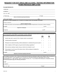 Document preview: Request for Dot Drug and Alcohol Testing Information From Previous Employer - Disa, Inc