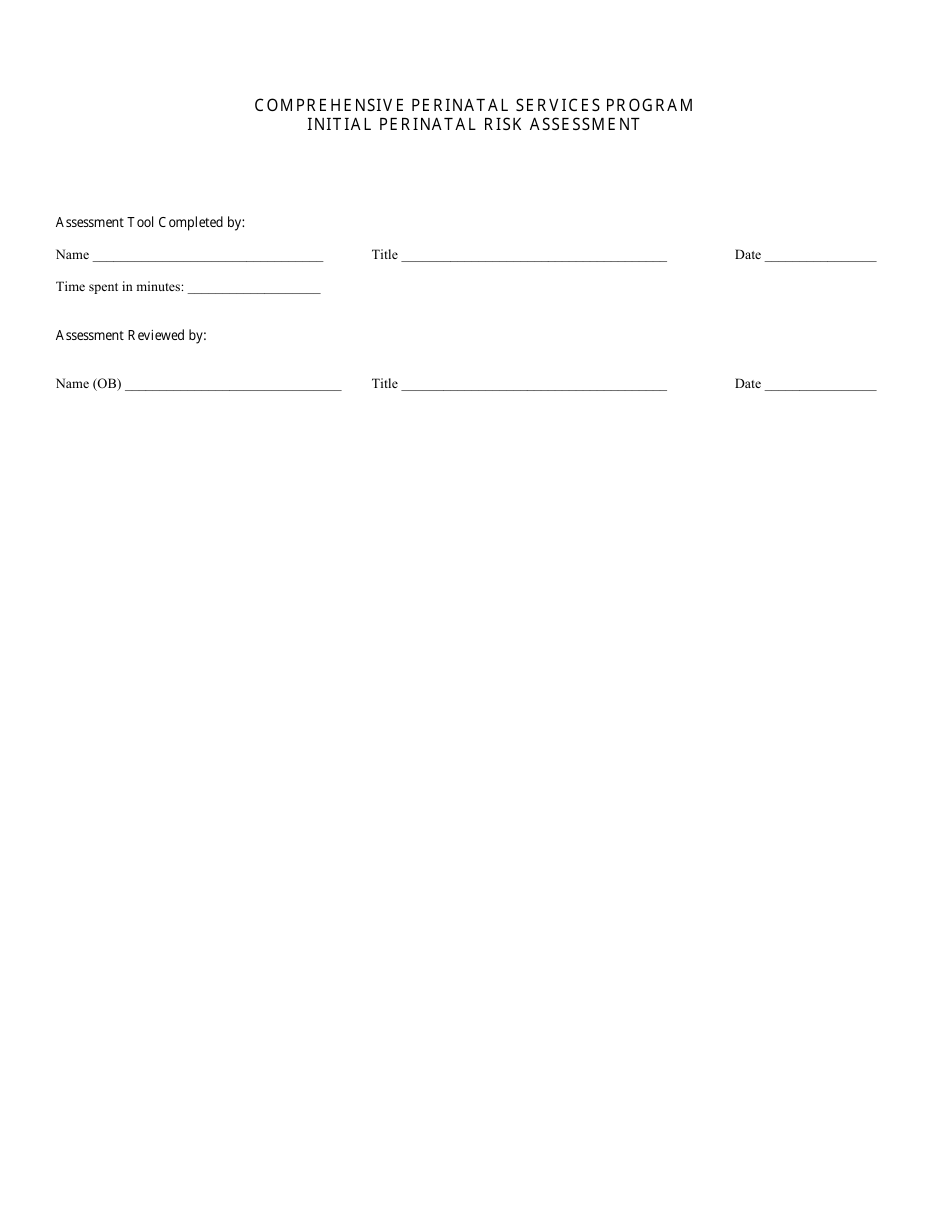 California Initial Perinatal Risk Assessment Form Comprehensive Perinatal Services Program 8410