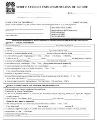 &quot;Verification of Employment/Loss of Income Form&quot; - Sarasota County, Florida