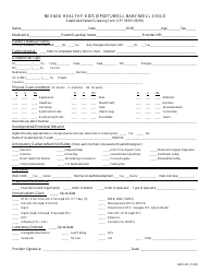 Document preview: Form NMO25C Nevada Healthy Kids (Epsdt)/Well Baby/Well Child Established Patient Screening Form - Nevada