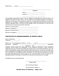 Durable Power of Attorney Form - Lines - Oklahoma, Page 4