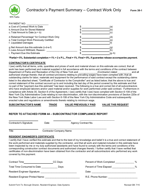 Form 39-1 Printable Pdf