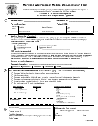 Wic Program Medical Documentation Form - Maryland