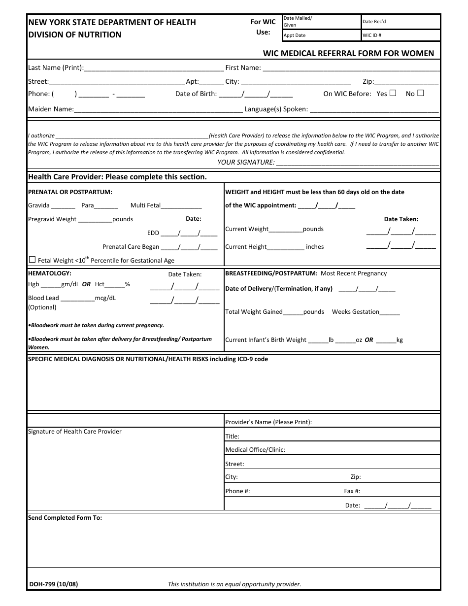 Form DOH-132 Wic Medical Referral Form for Infants and Children - New York, Page 2
