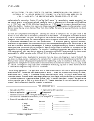 Form RP-459-A Application for Partial Exemption for Real Property Altered, Installed or Improved to Remove Architectural Barriers in Compliance With the Americans With Disabilities Act of 1990 - New York, Page 2