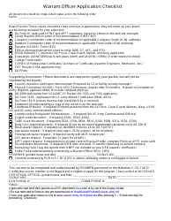Document preview: Warrant Officer Application Checklist Form