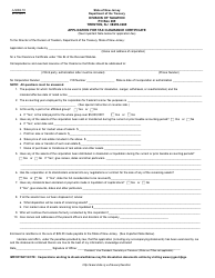 Form A-5088-TC Application for Tax Clearance Certificate - New Jersey