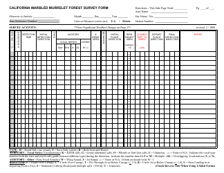Marbled Murrelet Forest Survey Form - California, Page 2