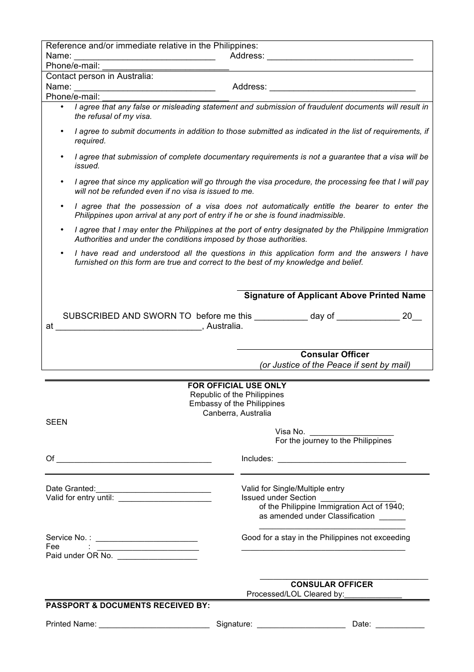 Application for Philippines Non-immigrant Visa - Embassy of the Philippines in Canberra - Australian Capital Territory, Australia, Page 2