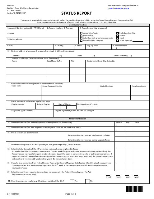 Form C-1 Status Report - Texas