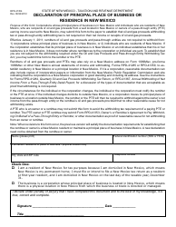 Form RPD-41354 &quot;Declaration of Principal Place of Business or Residence in New Mexico&quot; - New Mexico