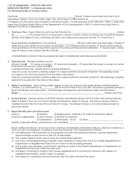 Document preview: Offer to Purchase Improved Property Form for Homeownership or Investor Owner - City of Milwaukee, Wisconsin