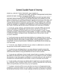 &quot;General Durable Power of Attorney Form&quot;