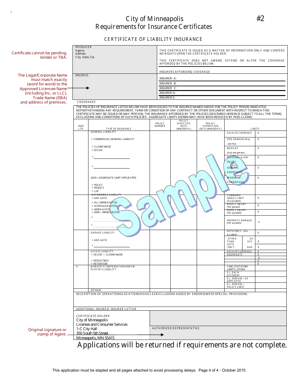 City Of Minneapolis, Minnesota Trades License Application Form - Fill ...