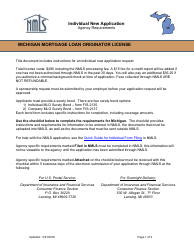 Mortgage Loan Originator License Application Form - Michigan