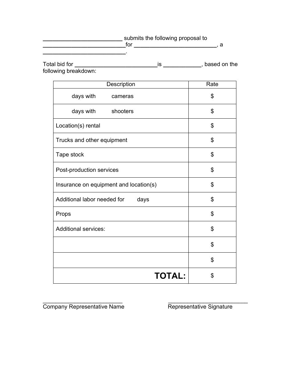 Video Production Proposal Template Download Printable Pdf Templateroller