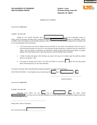 Document preview: Power of Attorney Form - the University of Tennessee Health Science Center - City of Memphis, Tennessee