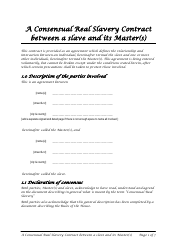Master Slave Consensual Real Slavery Contract Template