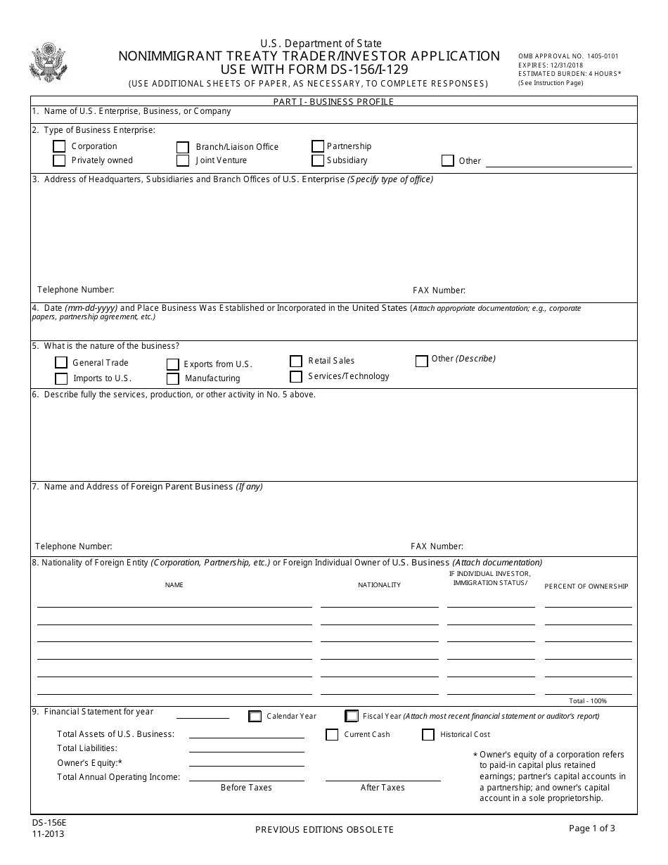 Form DS-156e - Fill Out, Sign Online And Download Fillable PDF ...