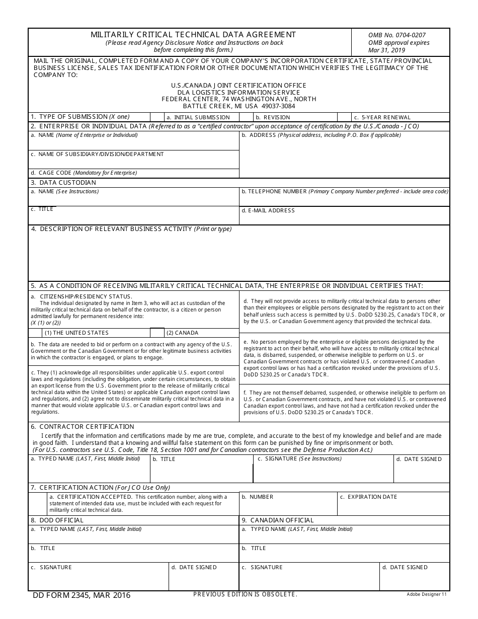 DD Form 2345 - Fill Out, Sign Online and Download Fillable PDF ...