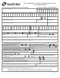 &quot;Prior Authorization/Formulary Exception Request Fax Form - Health Net&quot;