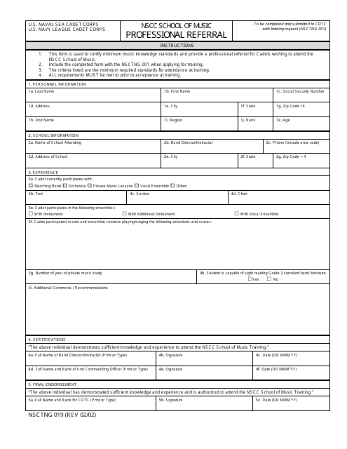 NSCTNG Form 019 Professional Referral