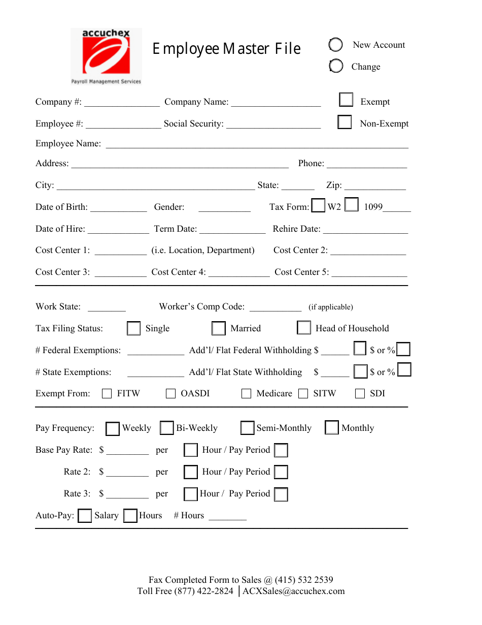Employee Master File Template Accuchex Payroll Management Services