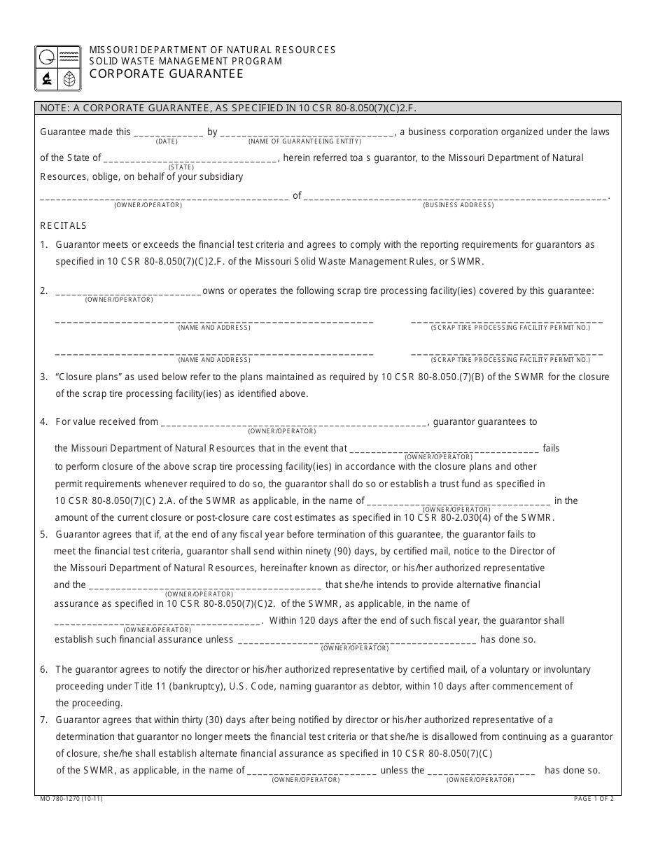 Form MO780-1270 - Fill Out, Sign Online and Download Fillable PDF ...