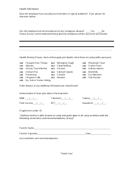 Employee Medical Form, Page 2
