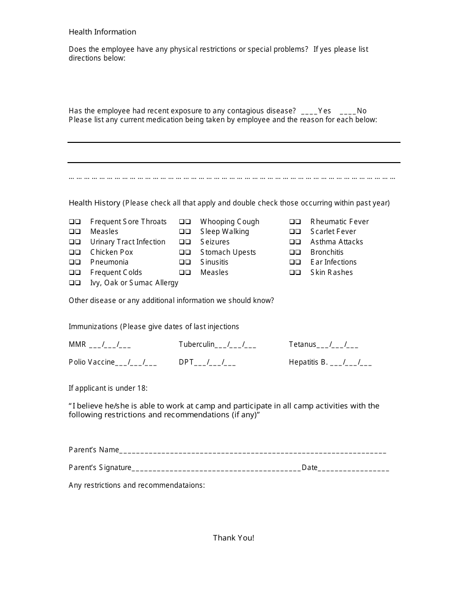 Employee Medical Form Fill Out Sign Online And Download Pdf Templateroller 2548