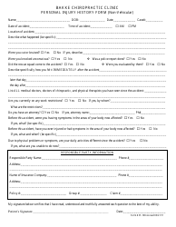 Document preview: Personal Injury History Form (Non-vehicular) - Bakke Chiropractic Clinic