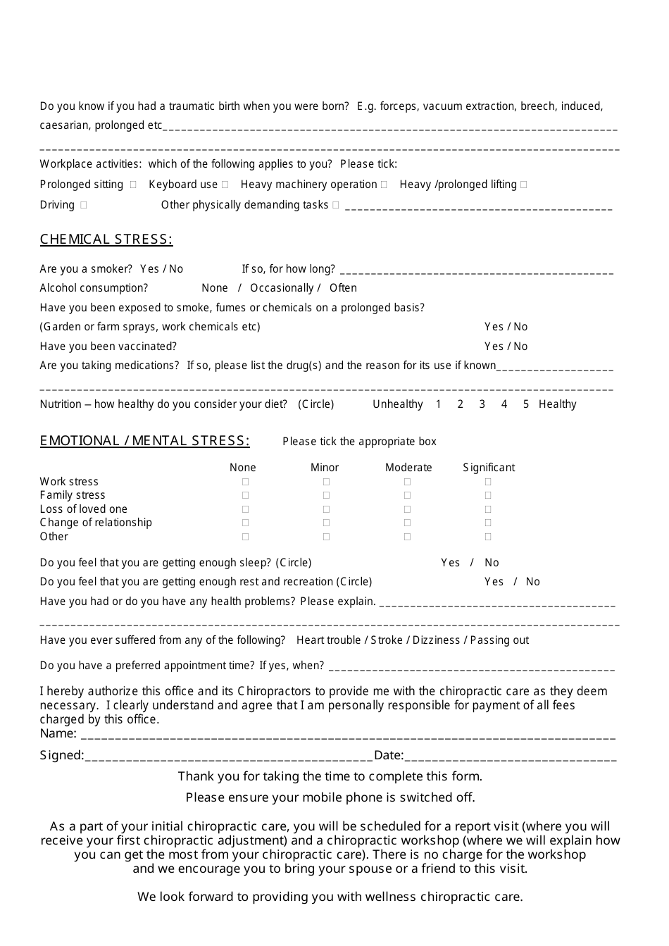 Chiropractic Patient Entrance Form - Funnel Family Chiropractic, Page 2