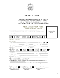 Angolan Visa Application Form - Embassy of Republic of Angola - Washington, D.C. (English/Portuguese)
