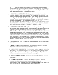 Lease to Purchase Option Agreement Form, Page 2