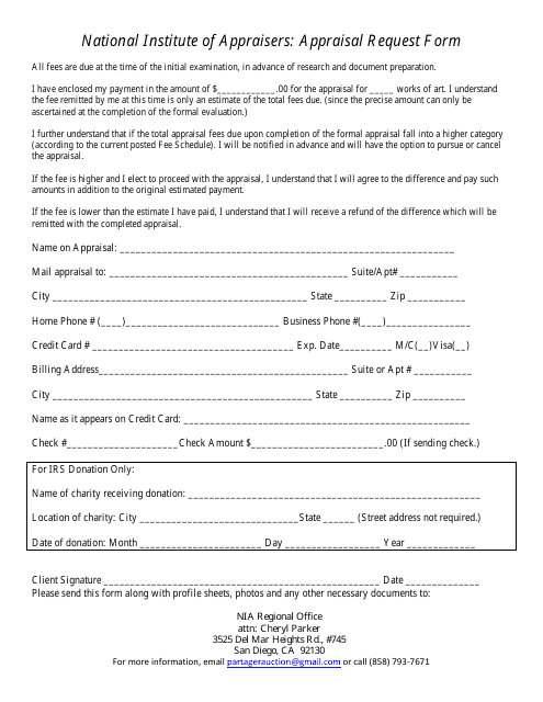 Appraisal Request Form - National Institute of Appraisers