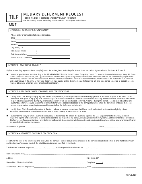 Military Deferment Request Form Download Pdf