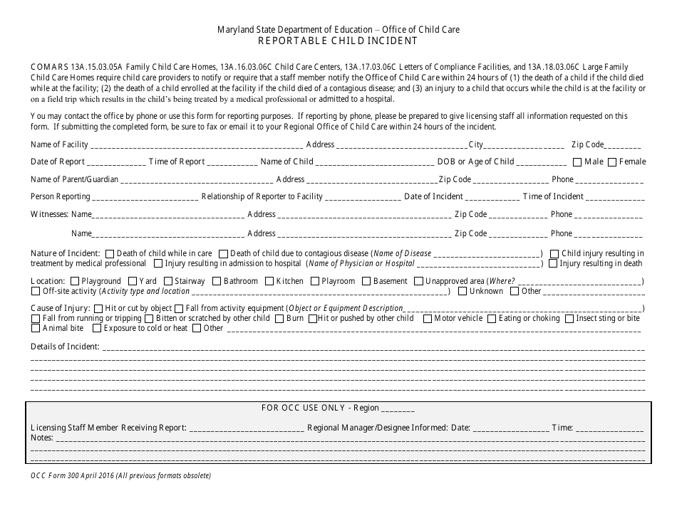 OCC Form 300 - Fill Out, Sign Online and Download Printable PDF ...