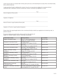 Adult Correctional Facility Visiting Program Application Form - Saskatchewan, Canada, Page 2