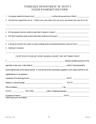 Form SF-0257 &quot;Vision Examination Form&quot; - Tennessee, Page 2