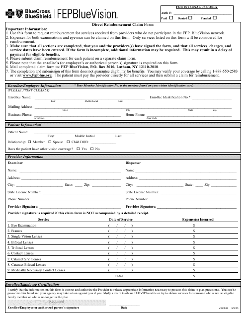 form-cl00034-download-printable-pdf-direct-reimbursement-claim-form