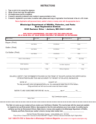 Mississippi Motor Boat Registration Application Form - Mississippi, Page 2