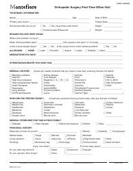 &quot;Orthopedic Surgery First-Time Office Visit Form - Montefiore&quot;