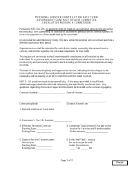 Document preview: Personal Service Contract Invoice Form - Kentucky